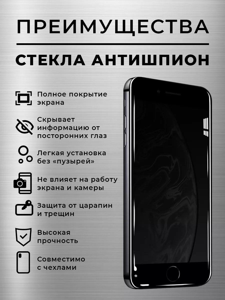 Защитное стекло на iPhone 6 6s 7 8 SE 2020 антишпион GlassMaier купить по  цене 139 ₽ в интернет-магазине Wildberries | 105861260